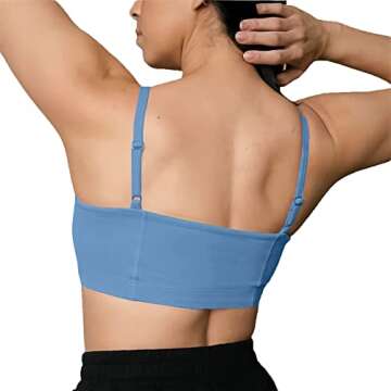 Aoxjox Women's Workout Bandeau Sports Bras Training Fitness Running Yoga Crop Tank Top (Steel Blue, Small)