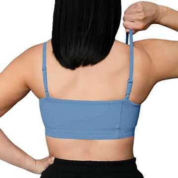 Aoxjox Women's Workout Bandeau Sports Bras Training Fitness Running Yoga Crop Tank Top (Steel Blue, Small)