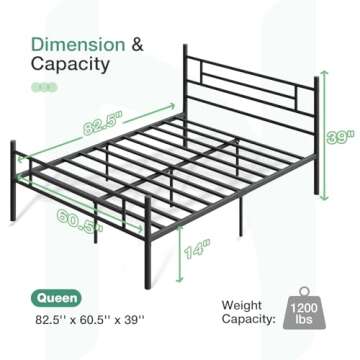 Novilla Queen Bed Frame with Headboard and Footboard, 14 Inch Metal Platform Bed Frame Queen Size, L...