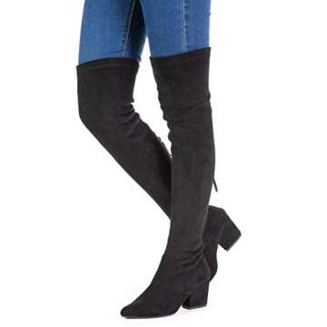N.N.G Women Over the Knee Boots Winter Black Size 10 Suede Thigh High Long OTK Autumn Chunky Wedge C...