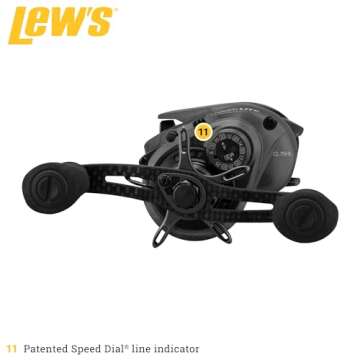Lew's Custom Lite SLP Speed Spool 7.5:1 Left Hand Baitcast Reel, Black