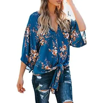 Stylish Women's Floral Tie Front Blouse for Summer