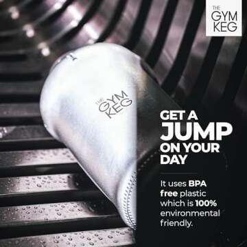 THE GYM KEG Sports Water Bottle (2.2 L) | Half Gallon | Carry Handle | Big Water Jug for Sport | Large Reusable Water Bottles | Ecofriendly, Tritan BPA Free Plastic, Leakproof (Chrome Reflex)