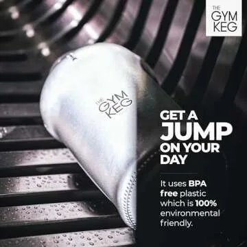 THE GYM KEG Sports Water Bottle (2.2 L) | Half Gallon | Carry Handle | Big Water Jug for Sport | Large Reusable Water Bottles | Ecofriendly, Tritan BPA Free Plastic, Leakproof (Chrome Reflex)