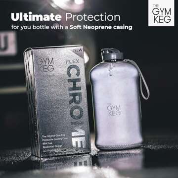 THE GYM KEG Sports Water Bottle (2.2 L) | Half Gallon | Carry Handle | Big Water Jug for Sport | Large Reusable Water Bottles | Ecofriendly, Tritan BPA Free Plastic, Leakproof (Chrome Reflex)