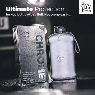 THE GYM KEG Sports Water Bottle (2.2 L) | Half Gallon | Carry Handle | Big Water Jug for Sport | Large Reusable Water Bottles | Ecofriendly, Tritan BPA Free Plastic, Leakproof (Chrome Reflex)