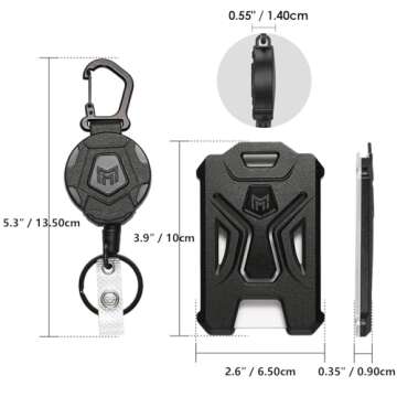 MNGARISTA Retractable Badge Holder, Heavy Duty Carabiner Keychain, Tactical ID Card Holder with 31.5...
