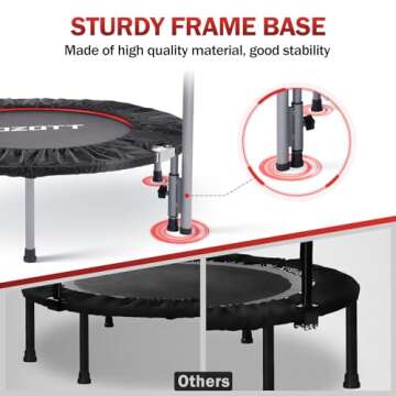 48" Rebounder for Adults,Mini Rebounder Foldable Fitness Rebounder with Adjustable Foam Handle,for Indoor/Outdoor Exercise Workout,Max Load 600LBS