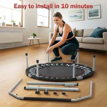 48" Rebounder for Adults,Mini Rebounder Foldable Fitness Rebounder with Adjustable Foam Handle,for Indoor/Outdoor Exercise Workout,Max Load 600LBS