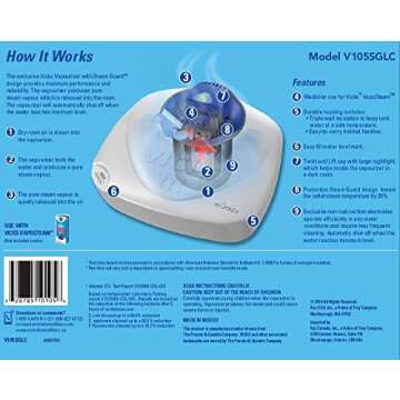 Vicks Nursery 1 Gallon Vaporizer with Night-Light Warm Steam Vaporizer for Baby Room