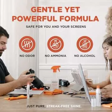 WHOOSH! TV Screen Cleaner - 16.9 fl oz + 1 Microfiber Cleaning Cloth - for TV, OLED, Car, Computer, Laptop, MacBook, iPad, iPhone, Camera, Touch Screen - Industrial Size Electronic Cleaner Kit