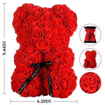 Rose Bear Valentines Day Gifts for Her, Flower Bear Rose Teddy Bear Valentines Gifts for Her, Cute Romantic I Love You Anniversary Birthday Valentine's Day Gifts or Decor