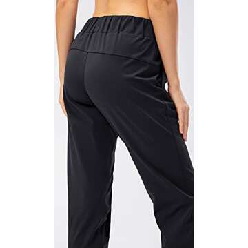 Lavento Women's Stretch Joggers Sweatpants Drawstring Fitted Athletic Travel Yoga Pants (Black, 6)