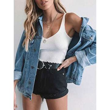 Jean Jacket Women Oversized Denim Jacket (L, Light blue washed)