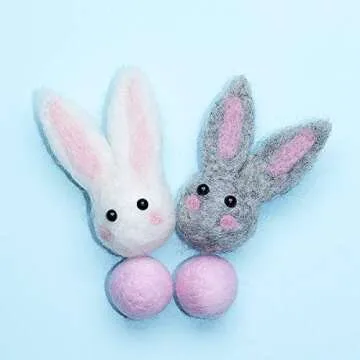 Handmade Wool Rabbit Pom Pom Banner for Easter Decor