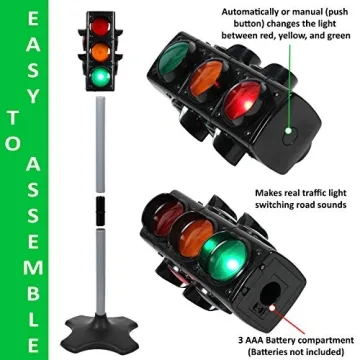 Kiddie Play Traffic Light Toys with 5 Street Signs for Kids