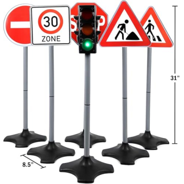 Kiddie Play Traffic Light Toys with 5 Street Signs for Kids