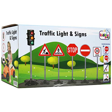 Kiddie Play Traffic Light Toys with 5 Street Signs for Kids