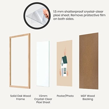 Elegant Solid Oak Wood Picture Frame - Versatile 20x20