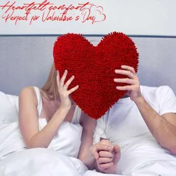 Fun Express Heart Shaped Chenille Pillow - 14 Inch - Valentine's Day Home Decor