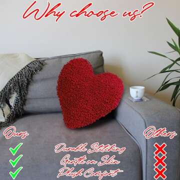 Fun Express Heart Shaped Chenille Pillow - 14 Inch - Valentine's Day Home Decor