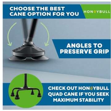 HONEYBULL Walking Cane for Men & Women - Foldable, Adjustable, Collapsible, Free Standing Cane, Pivot Tip, Heavy Duty | Walking Sticks, Folding Canes for Seniors & Adults [Black]
