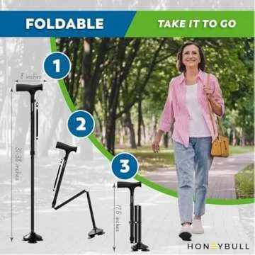 HONEYBULL Walking Cane - Adjustable & Foldable for Adults