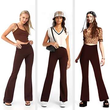 Women’s Bootcut Yoga Pants - Flare Leggings for Women High Waisted Crossover Workout Lounge Bell Bottom Jazz Dress Pants Brown