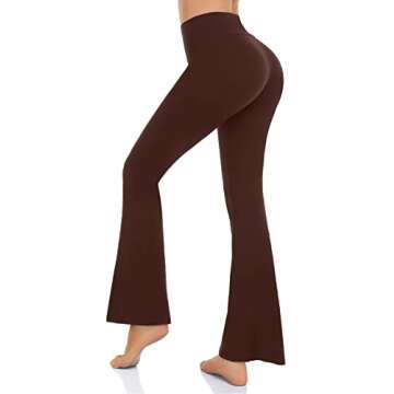 Women’s Bootcut Yoga Pants - Flare Leggings for Women High Waisted Crossover Workout Lounge Bell Bottom Jazz Dress Pants Brown