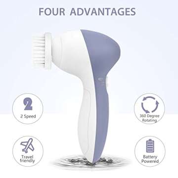 Facial Cleansing Brush Face Scrubber: CLSEVXY Electric Face Spin Cleanser Brushes with 6 Brush Heads for Deep Cleansing, Gentle Exfoliating, Removing Blackhead, Massaging