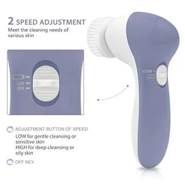 Facial Cleansing Brush Face Scrubber: CLSEVXY Electric Face Spin Cleanser Brushes with 6 Brush Heads for Deep Cleansing, Gentle Exfoliating, Removing Blackhead, Massaging