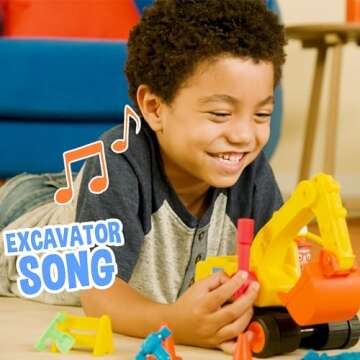 Blippi Excavator - Fun Freewheeling Vehicle with Features Including 3 Construction Worker, Sounds an...