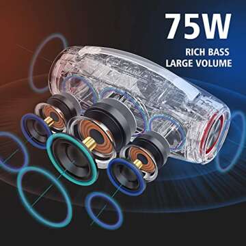 ZEALOT Bluetooth Speakers, 75W Portable Speaker with BassUpTechnology,IPX6 Waterproof Outdoor Speaker with14,400MAh Big Battery,20H Playtime,Stereo,Party,Beach Speakers Bluetooth Wireless