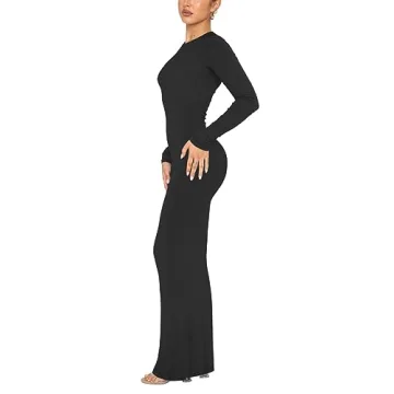 REORIA Sexy Long Sleeve Bodycon Long Dress for Women