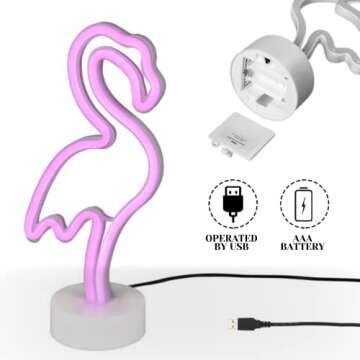 YARRD Flamingo Neon Light Flamingo Lamp Flamingo LED Sign Decoration Neon Flamingo Night Light Room Decoration Neon Lights for Kids