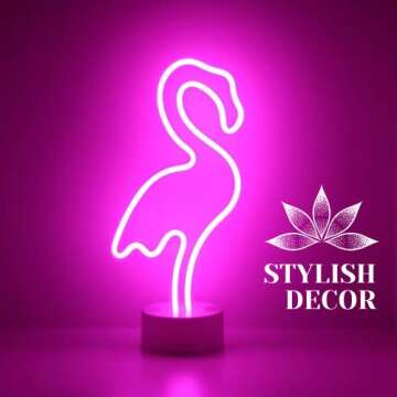 YARRD Flamingo Neon Light Flamingo Lamp Flamingo LED Sign Decoration Neon Flamingo Night Light Room Decoration Neon Lights for Kids