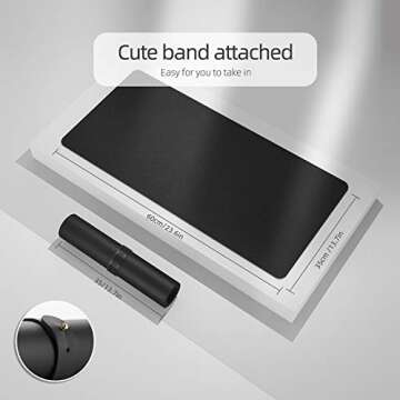 YSAGi Office Desk Pad, Desk Mat, 23.6" x 13.7" Ultra Thin Waterproof PU Leather Desk Blotter, Laptop Leather Desk Pad Protector for Keyboard and Mouse, Dual-Sided Desk Writing Pad for Office(Black)