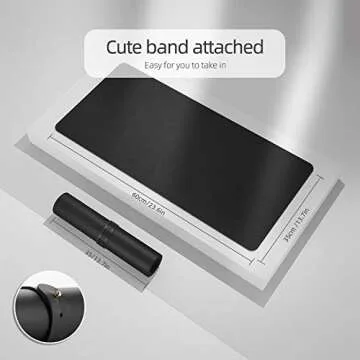 YSAGi Office Desk Pad, Desk Mat, 23.6" x 13.7" Ultra Thin Waterproof PU Leather Desk Blotter, Laptop Leather Desk Pad Protector for Keyboard and Mouse, Dual-Sided Desk Writing Pad for Office(Black)
