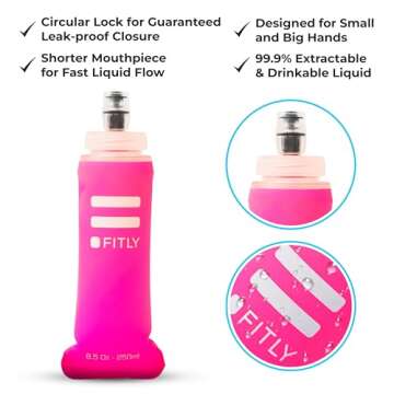 Soft Flask - 8.5 oz (250 ml) - Shrink As You Drink Pocket Soft Water Bottle for Hydration Pack/Runni...