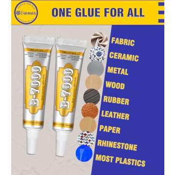 Viomis B7000 Glue 2PCS 15ml/0.5oz, Clear Craft Glue for Jewelry, B7000 Adhesive for Rhinestone Bead, Super Glue with Precision Tips for Cloth Shoe Fabric Cell Phone Screen Repair Metal Stone Nail Art