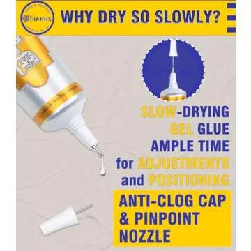 Viomis B7000 Glue 2PCS 15ml/0.5oz, Clear Craft Glue for Jewelry, B7000 Adhesive for Rhinestone Bead, Super Glue with Precision Tips for Cloth Shoe Fabric Cell Phone Screen Repair Metal Stone Nail Art