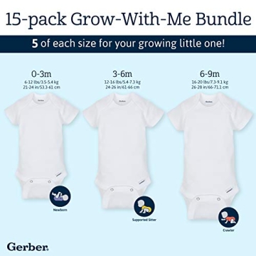 Gerber Baby 15 Piece Onesies Multi Size Pack for Babies