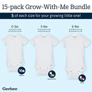 Gerber Baby 15 Piece Onesies Multi Size Pack for Babies