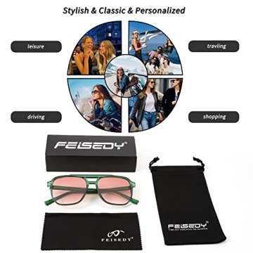 FEISEDY Retro Aviator Sunglasses Stylish UV400 Protection