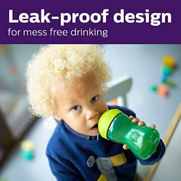 Philips Avent Spout Sippy Cup with Soft Spout and Leak-Proof Design, Blue/Green, 10oz, 2pk, SCF801/21