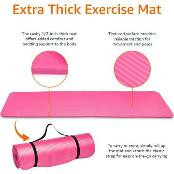 Durable 1/2-Inch Amazon Basics Yoga Mat for Comfort