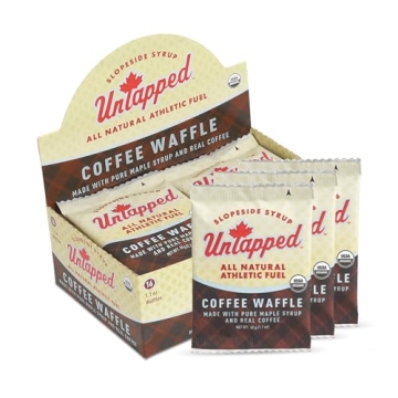 UnTapped Coffee-Infused Organic Waffles 1.1 oz Each, Box of 16 - Endurance Sports Snacks Sweetened w...
