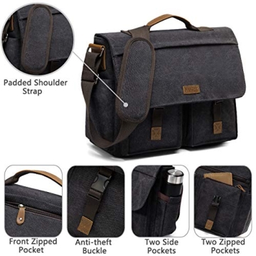 VASCHY Vintage Messenger Bag for 15.6 inch Laptops