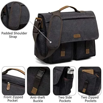 VASCHY Vintage Messenger Bag for 15.6 inch Laptops