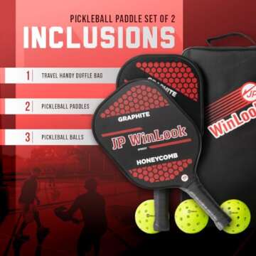 JP WinLook Premium Pickleball Paddles Set – USAPA Pickleball Set - Graphite Carbon Fiber Rackets f...